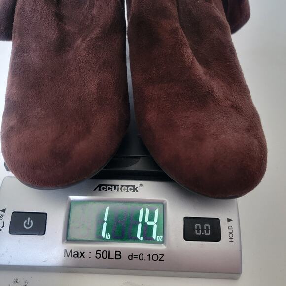 Tommy Hilfiger Brown Suede Mid-Calf High Heeled Booties Sz 9 - Picture 11 of 11